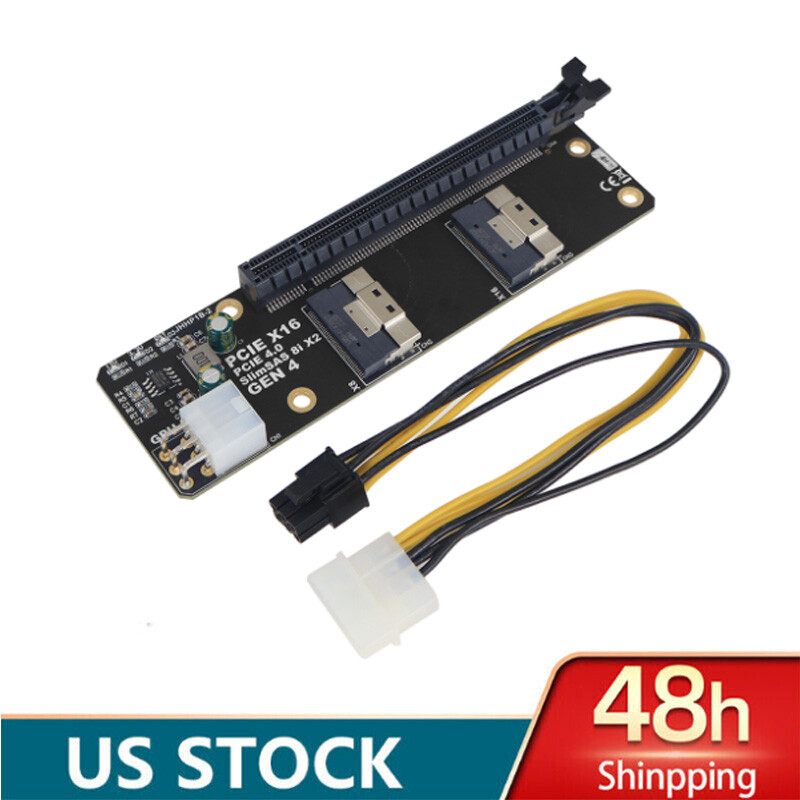 US STOCK SlimSAS 8i x2 to PCIe4.0 x16 Slot Adapter SFF8654 Riser Card GEN4
