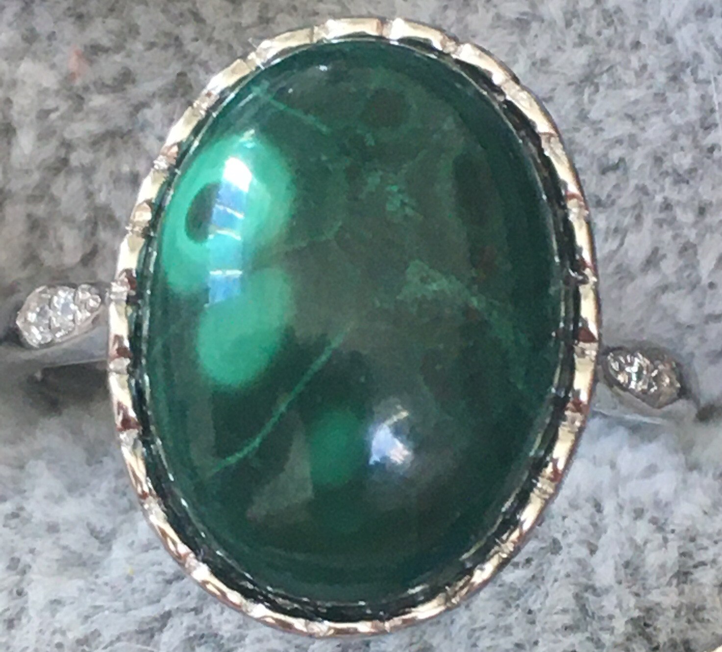 malachite ring S925 adjustable to size 6,7, 8 & 9