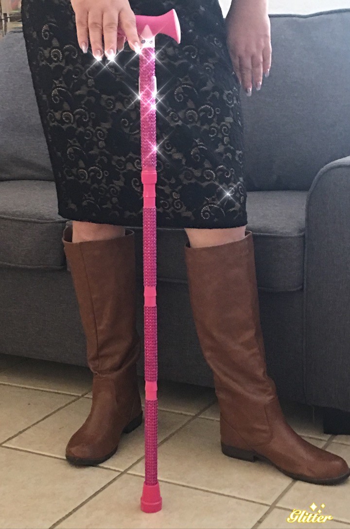 Sparkling Pink Cane. Adjustable. Does Not Fold. Diamanté. Must Have Gift.