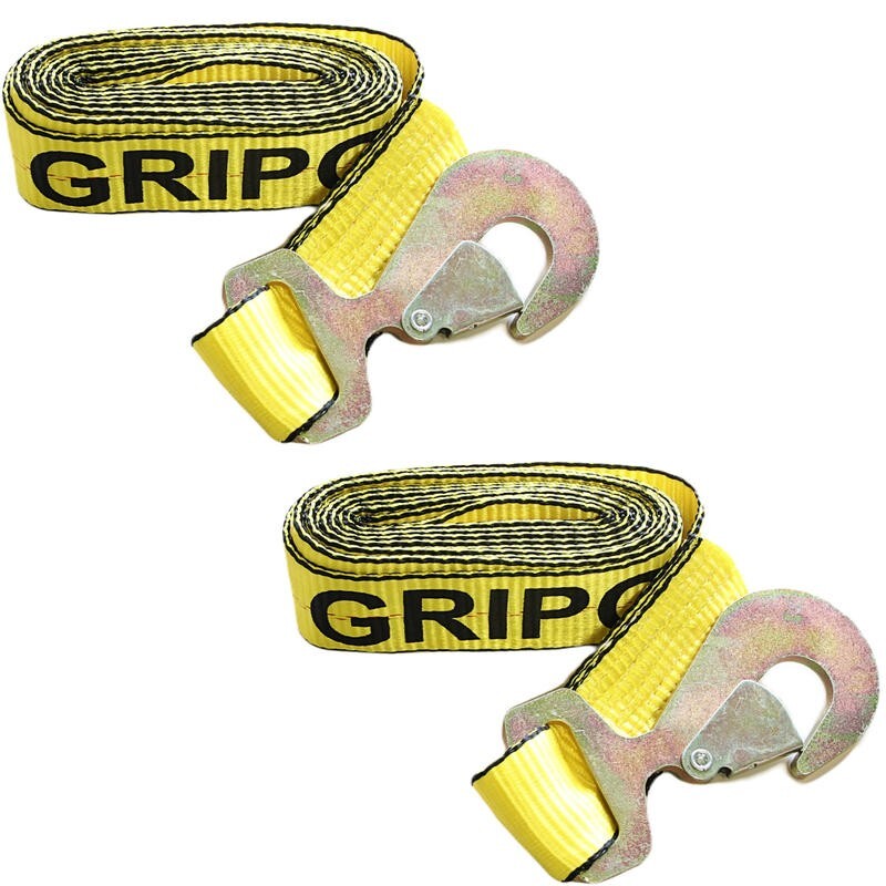 GRIPON 2x Wheel Lift Repo Crossover Strap 2"x10' Tow Truck Flatbed Hauler Hook