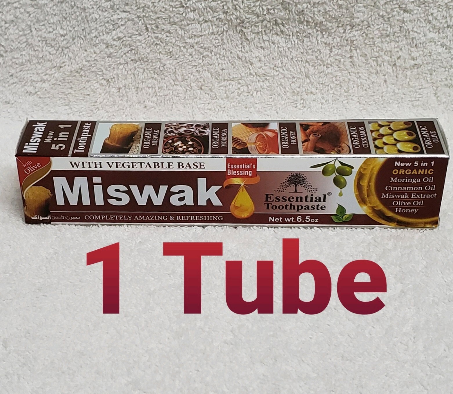 1 Tube MISWAK Toothpaste 5 in 1 Essential 100% Fluoride Free & Vegetable Base
