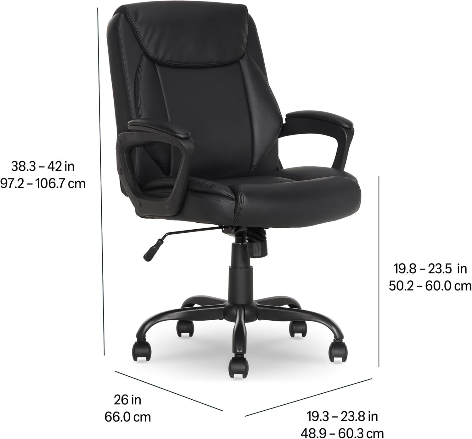Classic Puresoft PU Padded Mid-Back Office Desk Chair W/ Armrest Easy Assembly