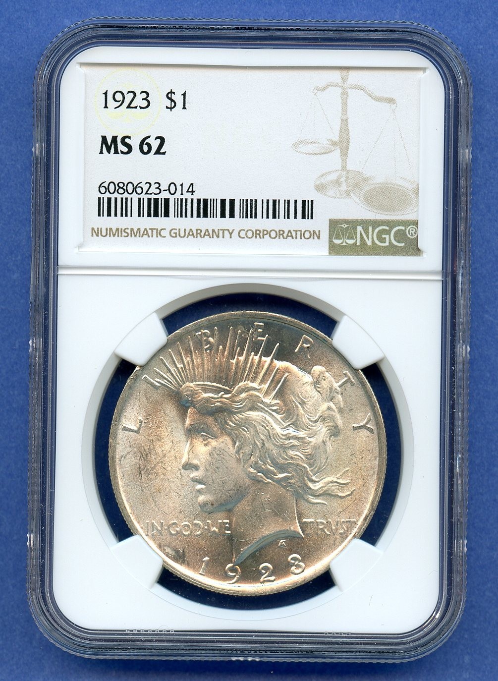 1923 P NGC MS62 Peace Silver Dollar $1 US Mint Coin 1923-P MS-62