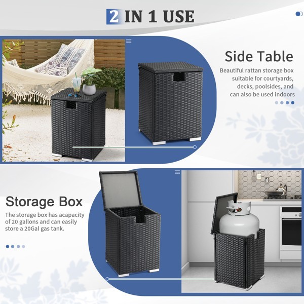 40*40*57cm Iron Frame Gas Bottle Storage Rattan Side Table Black Gradient