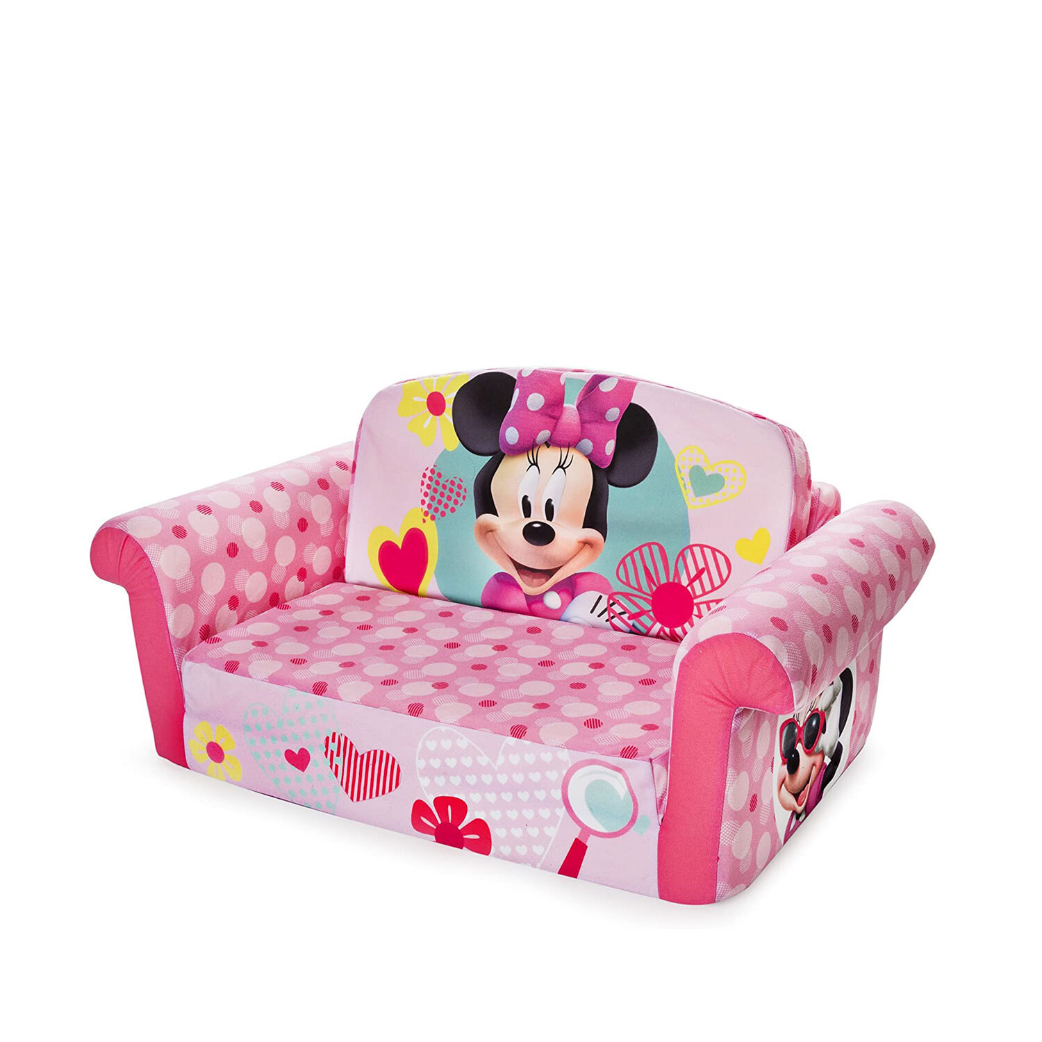 Marshmallow Furniture Kids Flip Open Sofa Furniture Couch, Minnie Mouse (Used)