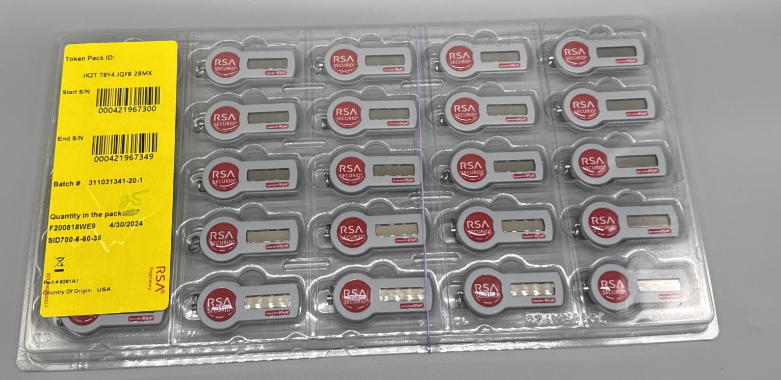 RSA SecurID 700 Hardware Tokens Expired 04/30/2024 SID700-6-60-36 Pack Of 25