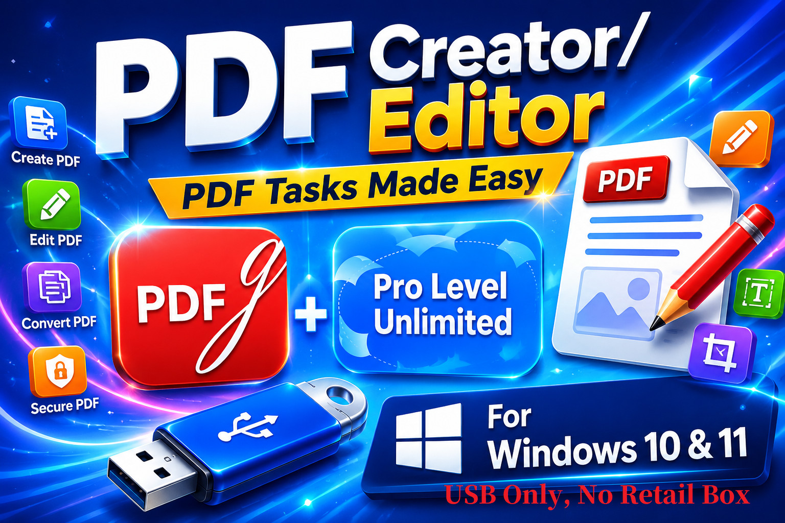 PDF Software Suite ~ Professional PDF Editor Creator for Windows USB