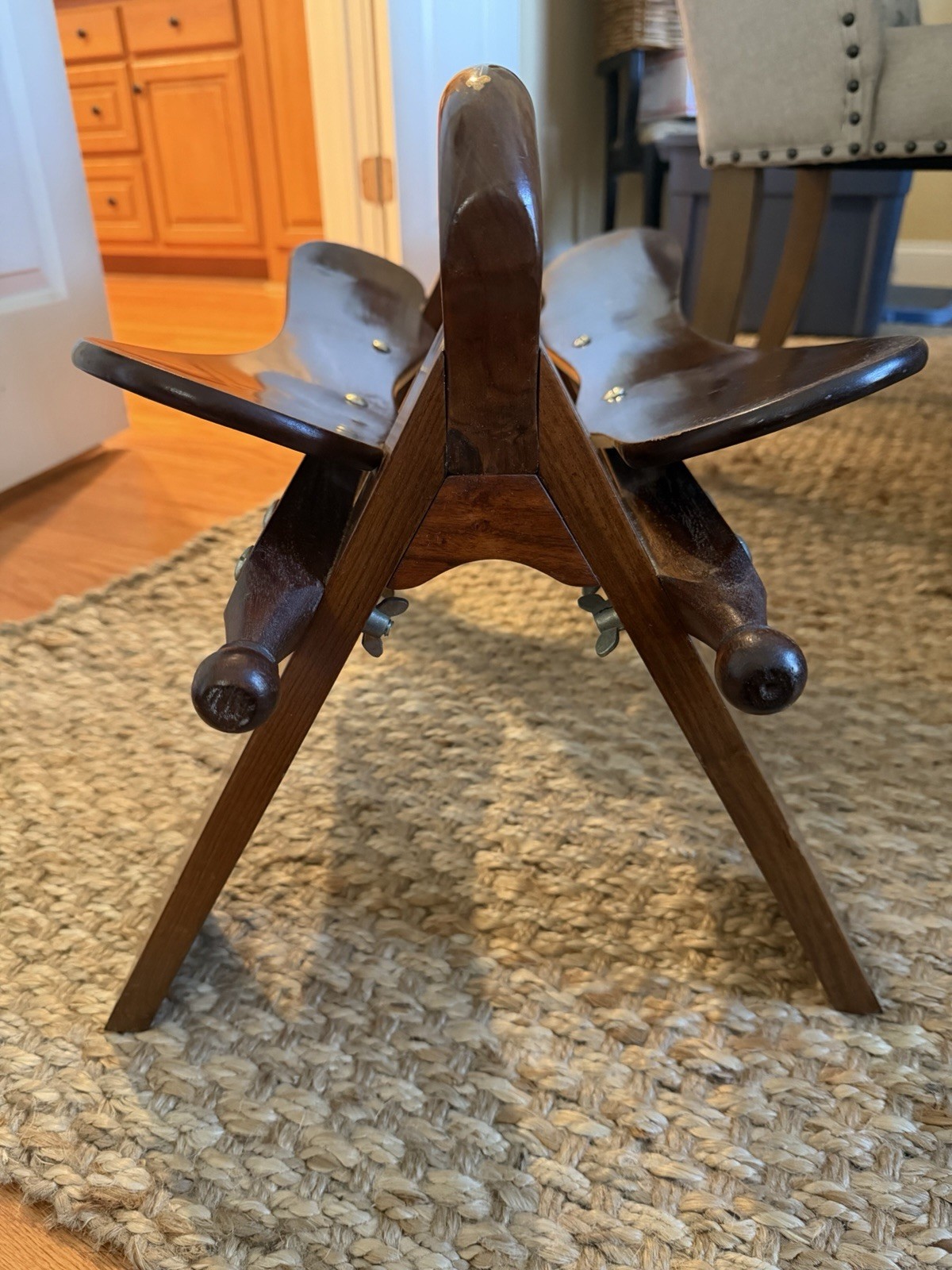 Vintage Camel Saddle Stool Ottoman Leather & Wood w/ Handles – Moroccan Style