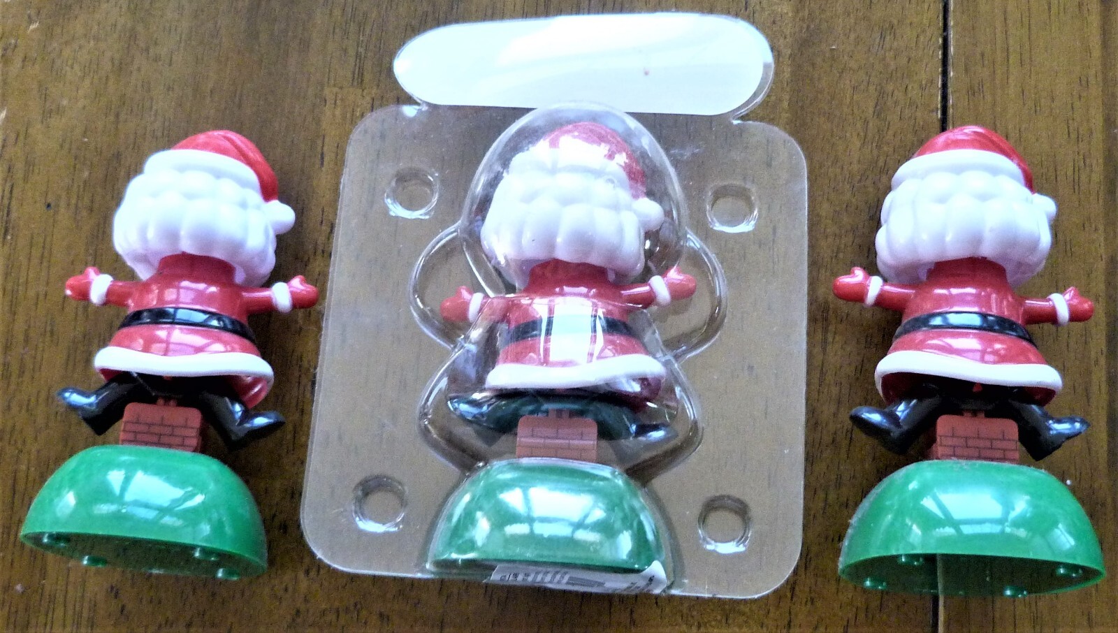 Lot of 3 Solar Powered Dancing Christmas Santa on Chimney NEW