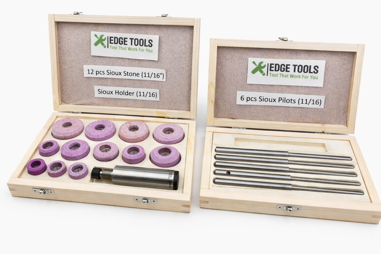 Sioux Valve Seat Grinding Wheels 12 Pc With 6 Pcs Pilots + 2x Stone Holder 11/16