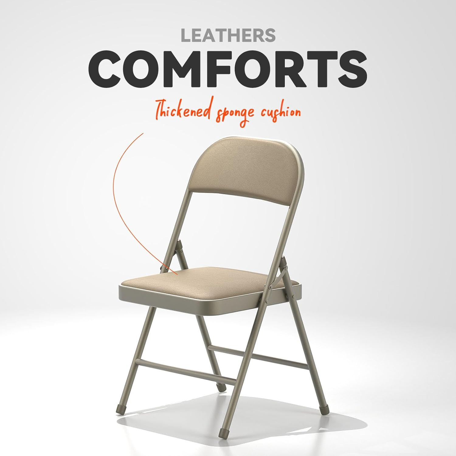 4 Pack Folding Chairs with Padded Vinyl Cushion Chairs with Comfortable Cushion