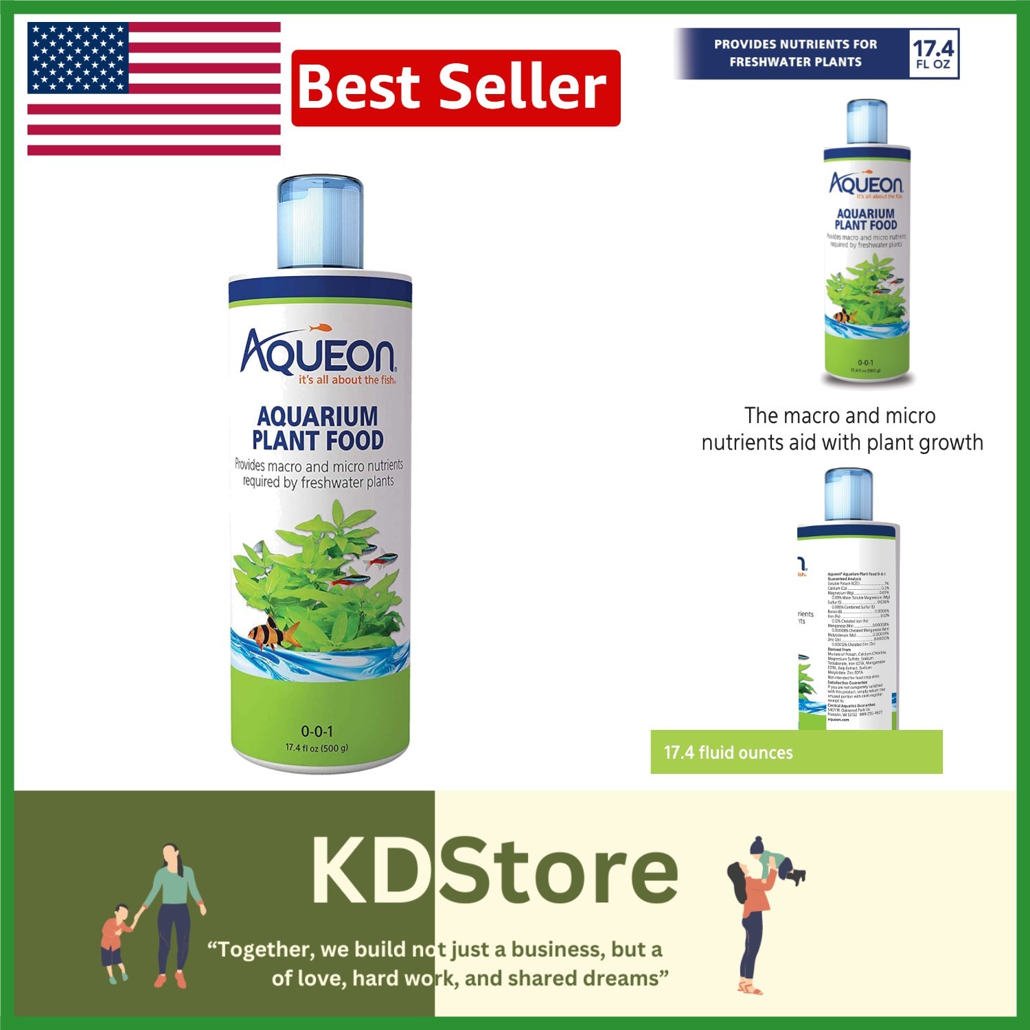 Aquarium Plant Food, 17.4 oz - Fish Tank Fertilizer for Healthy Plant Growth