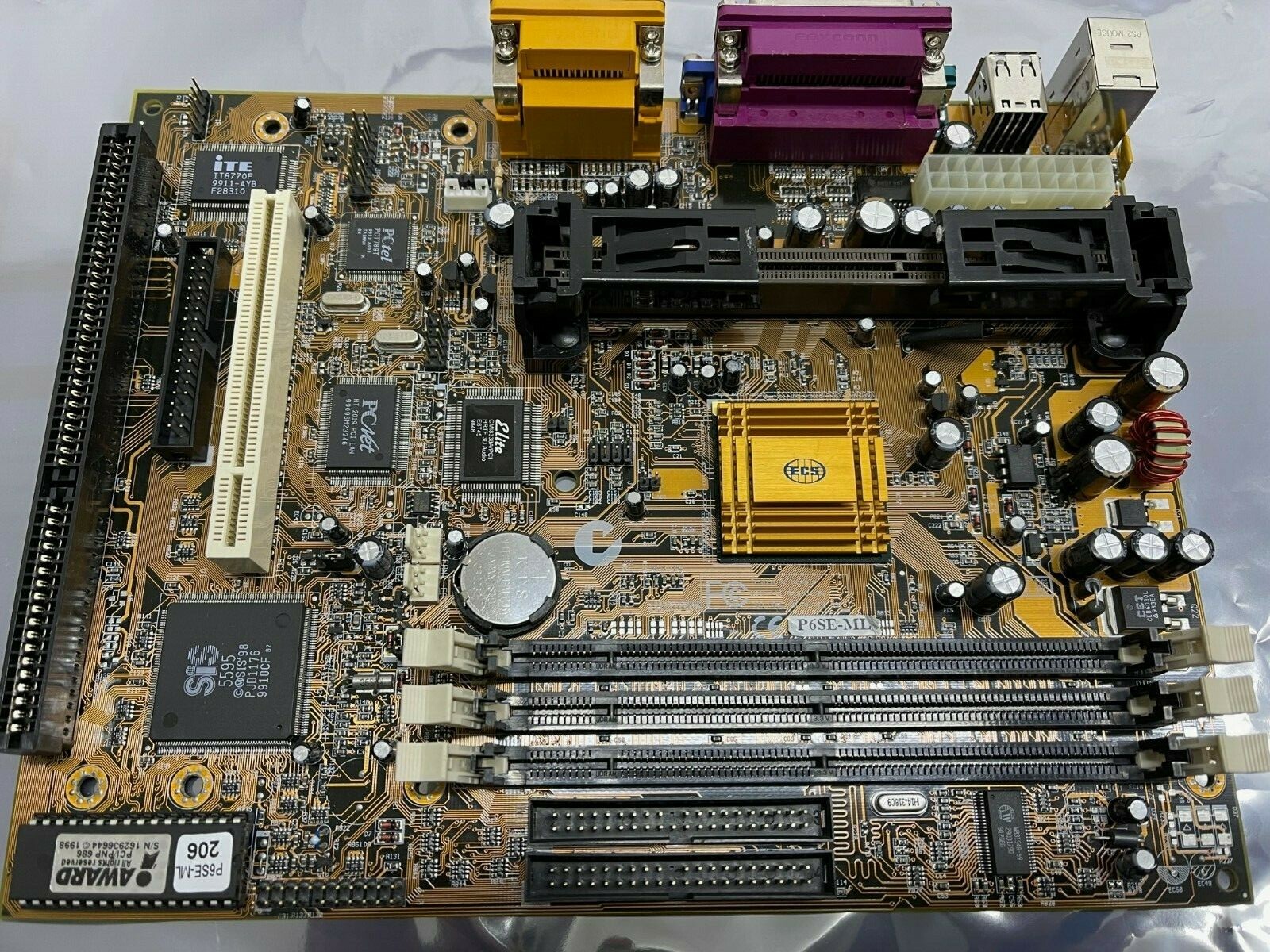 VINTAGE ECS P6SE-ML SIS 620/5595 SLOT 1 P2 P3 ATX MOTHERBOARD VGA SOUND MBMX3