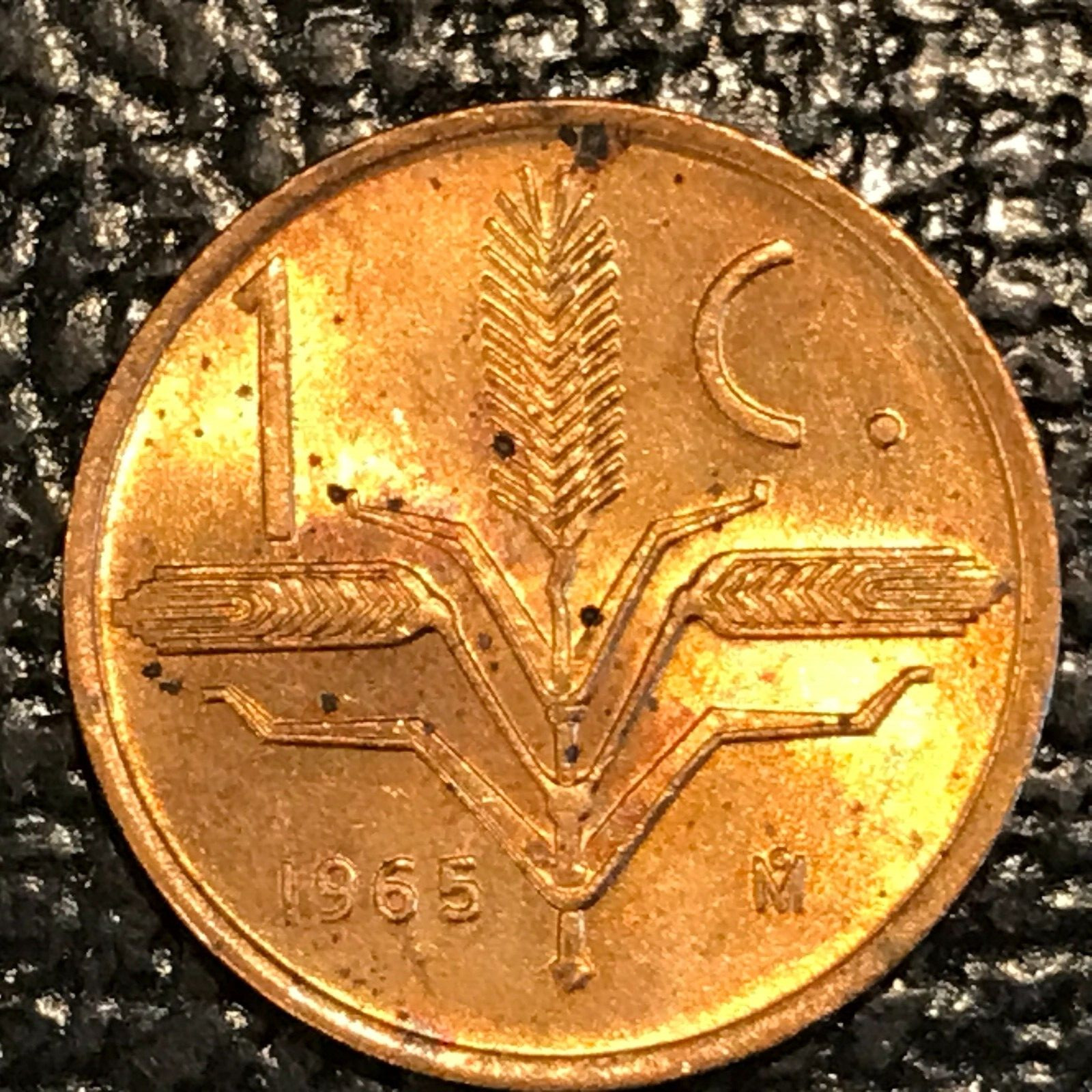 HIGH GRADE AU/UNC DETAILS 1965 OM MEXICAN 1 ONE  CENTAVO COIN-MAR056