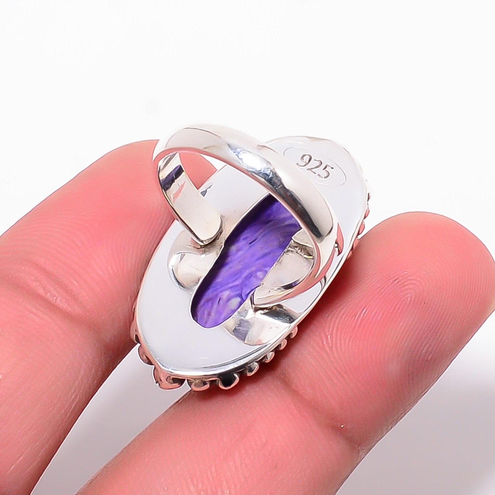 Purple Charoite Ring in Solid 925 Sterling Silver, Anniversary Gift for Her