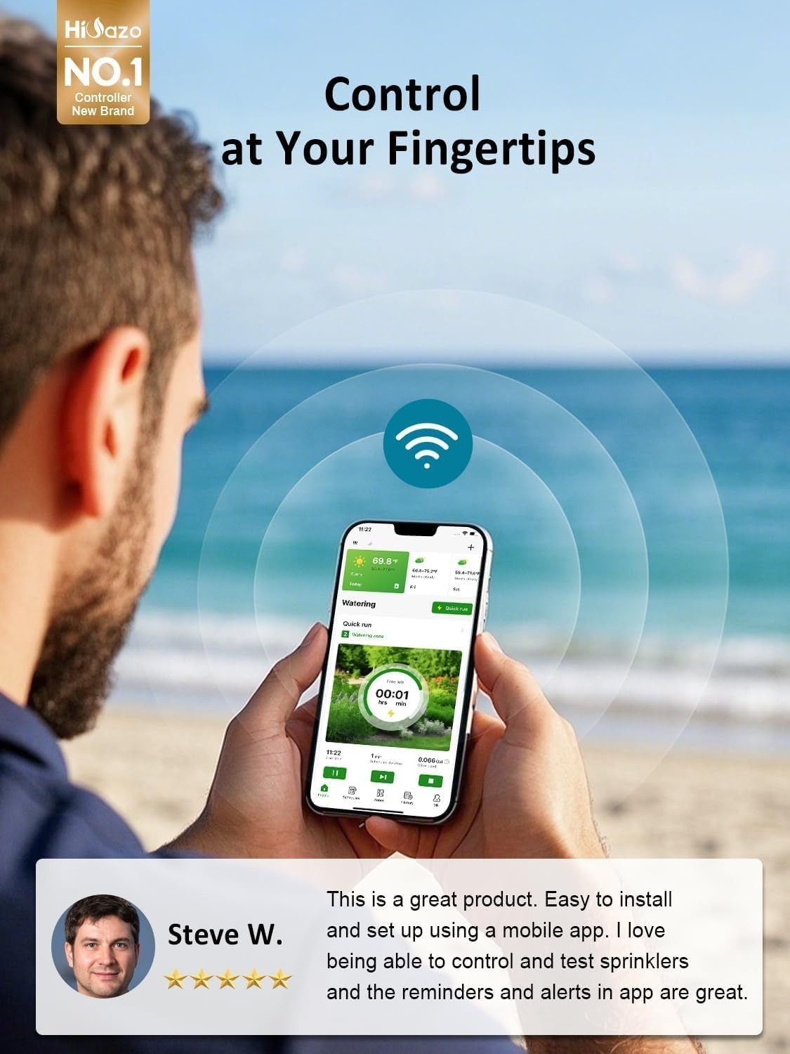 Smart Sprinklers Controller 2.4GHz WiFi, Irrigation Controller Easy Use App E...