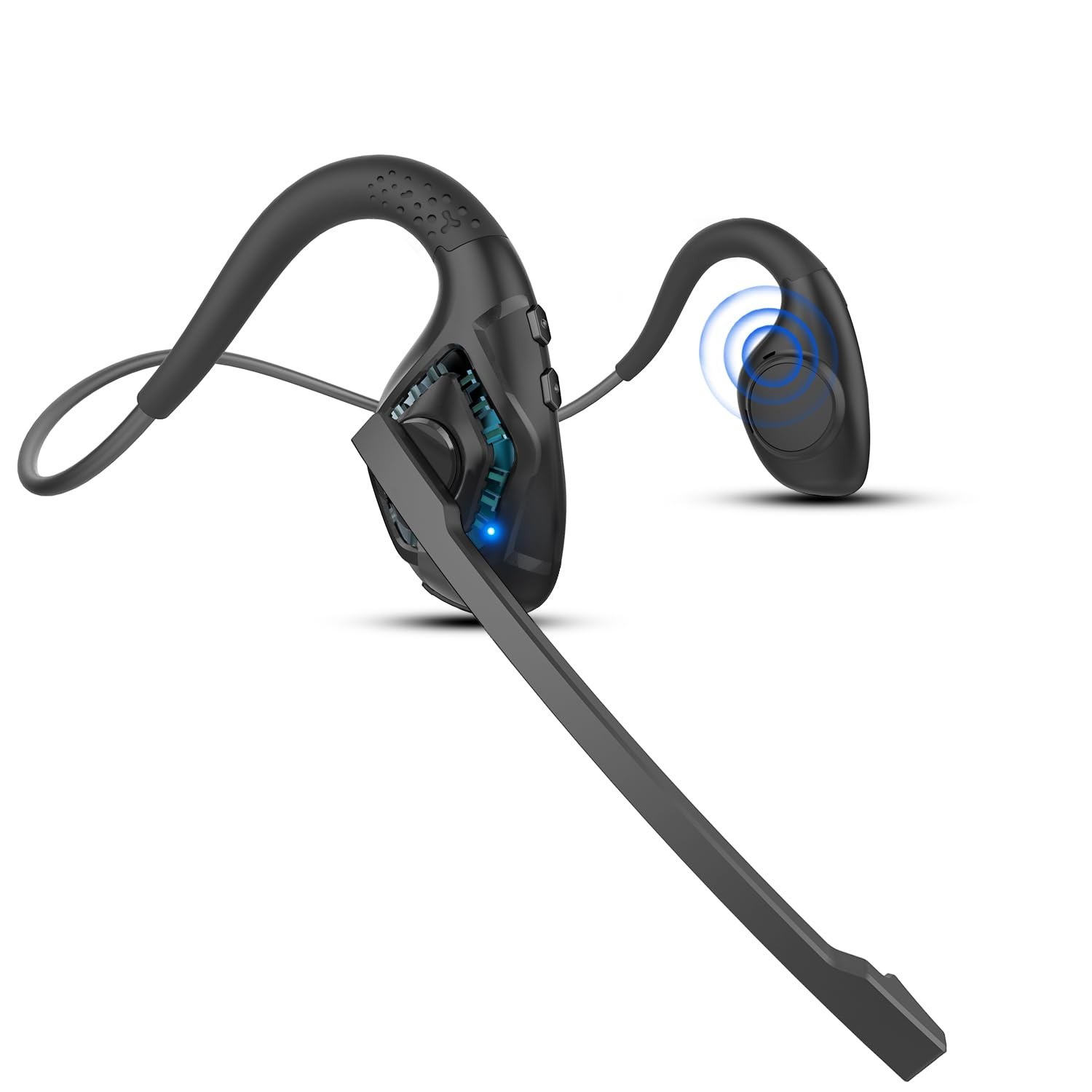 iDIGMALL Bluetooth 5.3 Headset w/Microphone Boom for Computer Phones PC, Open Ea
