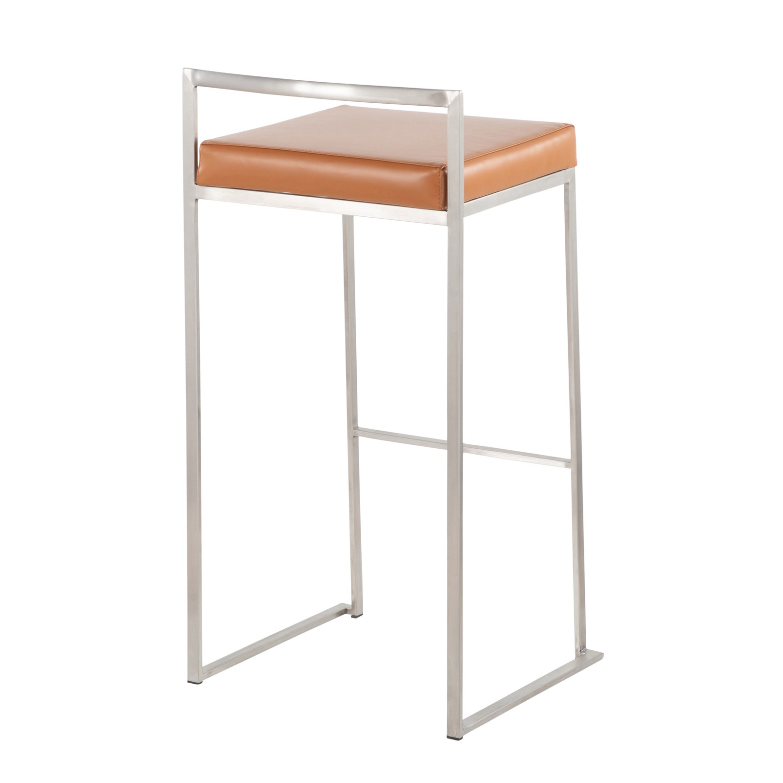 Fuji Contemporary Stackable Barstool with Camel Faux Leather by - Set of 2