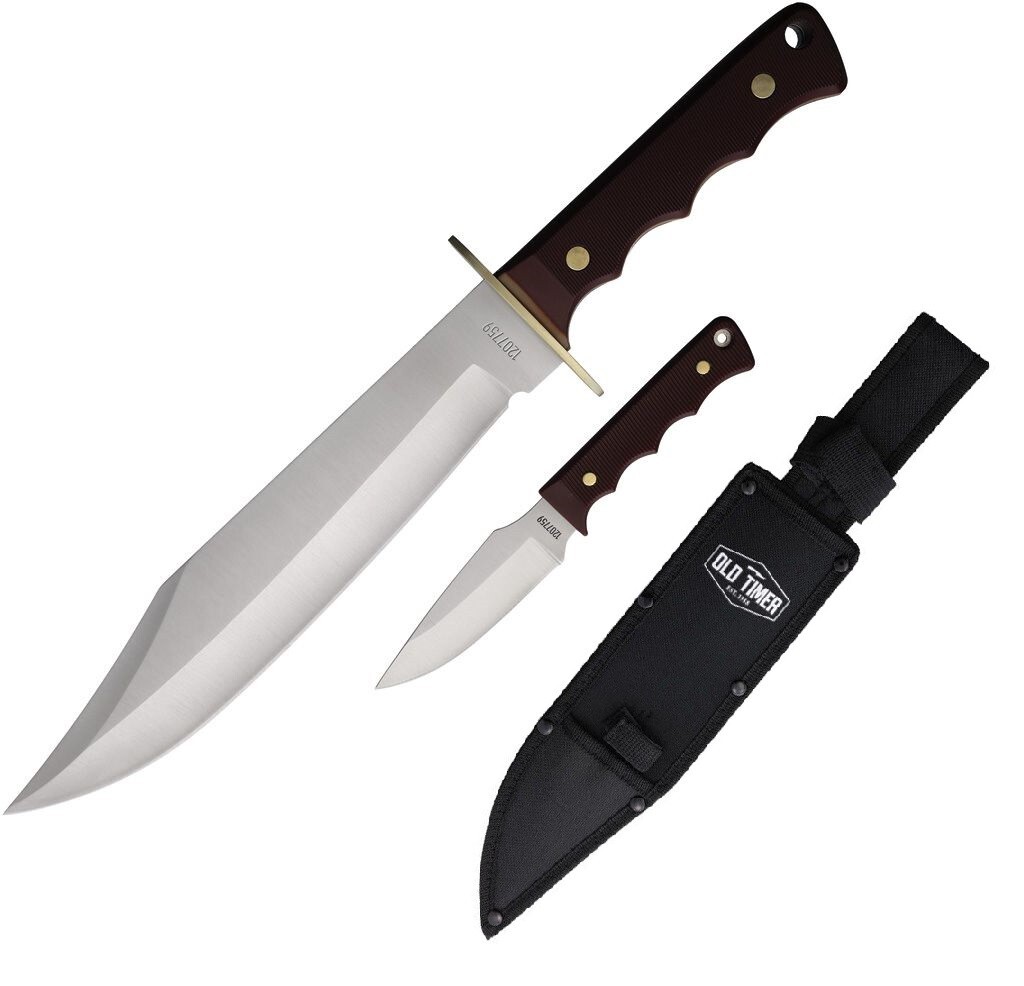 Schrade OT Bowie Combo Fixed Knives Bowie Blade & Drop-Point Blade Synth. Handle