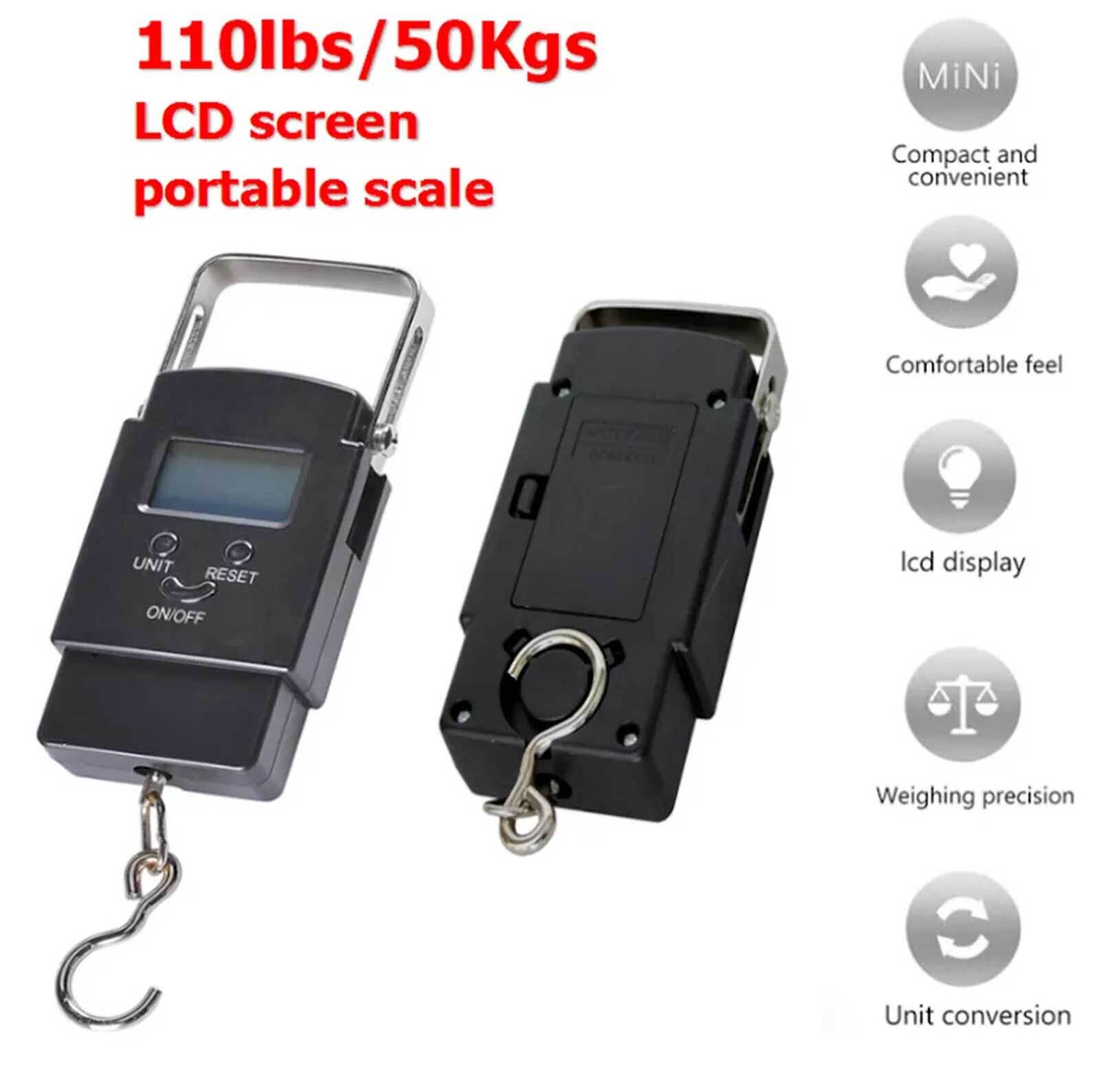 Portable Fish Scale Travel LCD Digital Hanging Luggage Electronic 110lb / 50kg