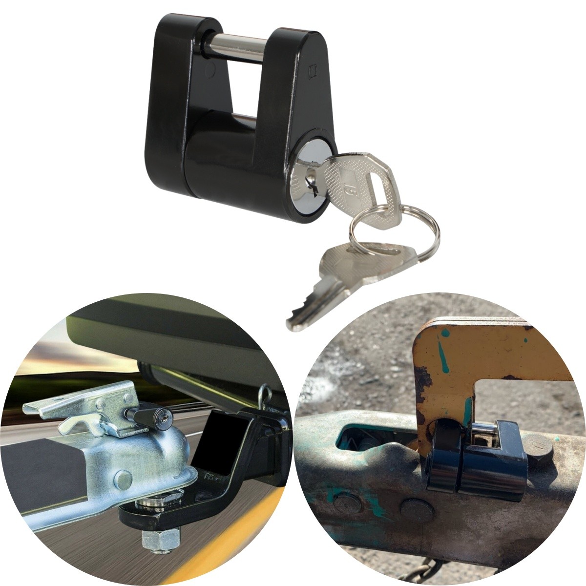Trailer Coupler Hitch Lock Universal Dia 1/4",Span 3/4" Trailer Couplers w/Keys