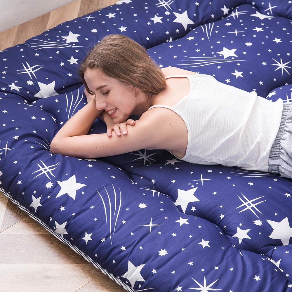 MAXYOYO Navy Starry Sky Japanese Futon Mattress, Twin, Vivid-starry