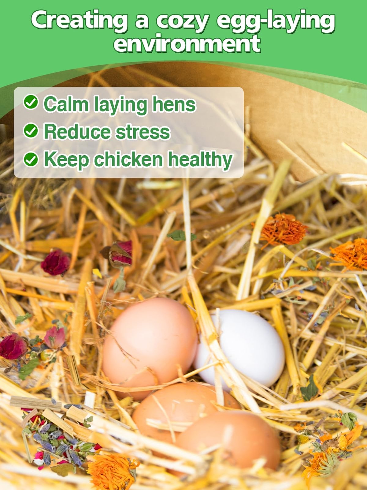 21 Oz Chicken Nesting Herbs - Natural Nesting Box Feed Herbs in 6 Dried Flowe...