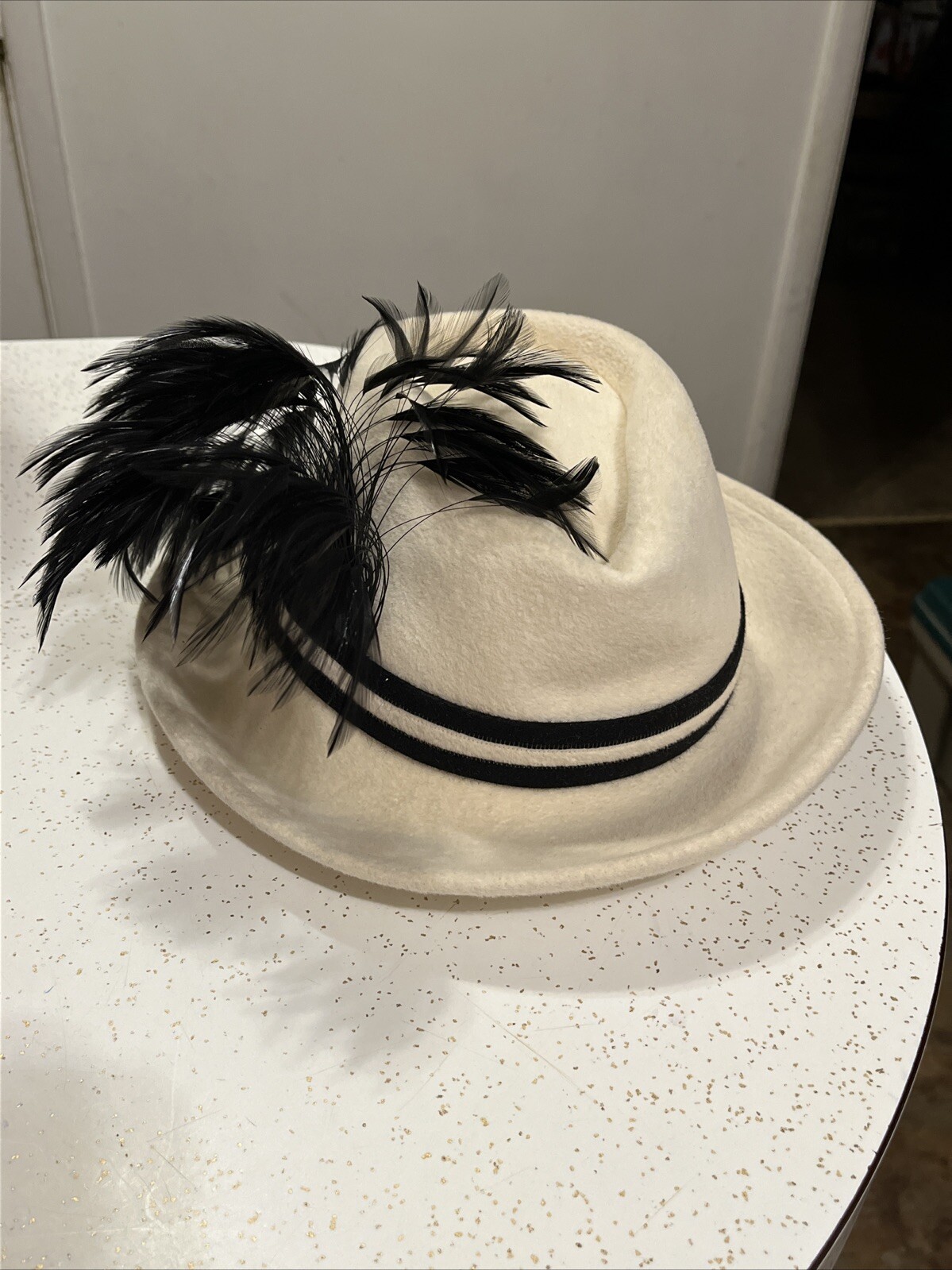 Womens Formal Wool Felt Fedora Fancy Feather Hat - Derby Wedding Tea Party