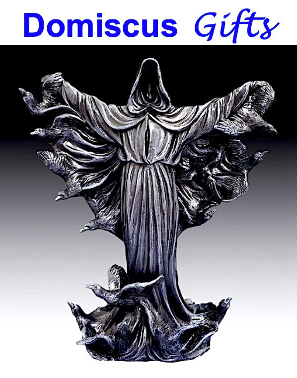 10 1/2" NEW! Gothic GRIM REAPER with RAVENS Hood Skulls Skeleton Death Figurine