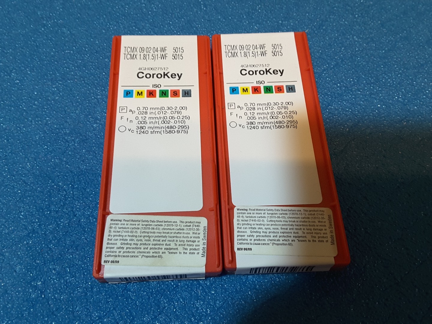 SANDVIK TCMX 1.8(1.5)1-WF 5015 CARBIDE INSERTS , 19 PCS