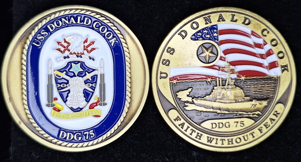 DDG-75 USS DONALD COOK - Faith Without Feat - Navy Challenge Coin