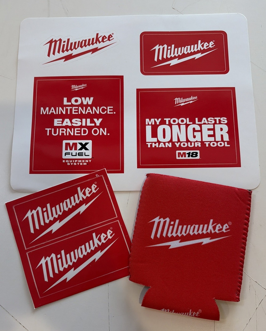 Milwaukee Swag Tools Lot Can Koozie & Decals/stickers