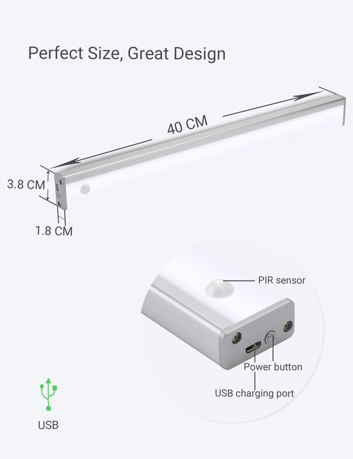 Automatic Wireless 48 Kitchen Cabinet Lighting Motion Rechargeable Closet Lig...