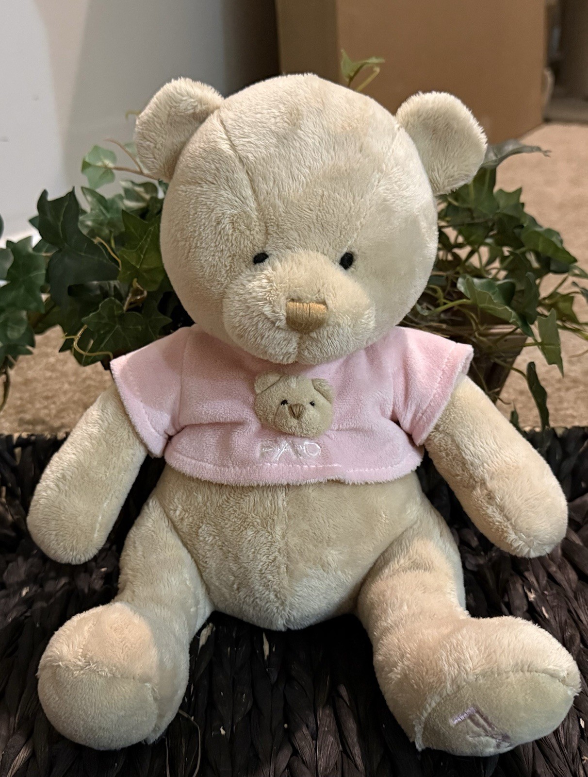 FAO Schwarz Baby Super Soft And Cuddly 14” Teddy Bear Plush With Pink Shirt