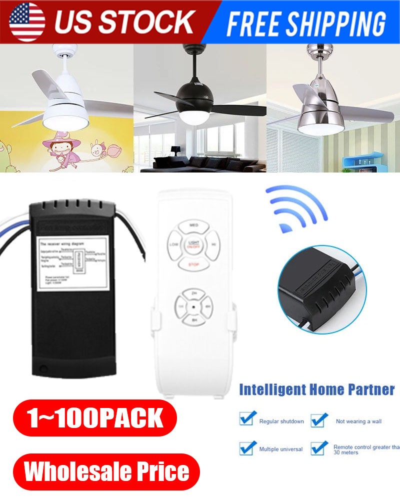 Universal Ceiling Fan Lamp Light Remote Control Receiver Kit Timing Wireless 15M