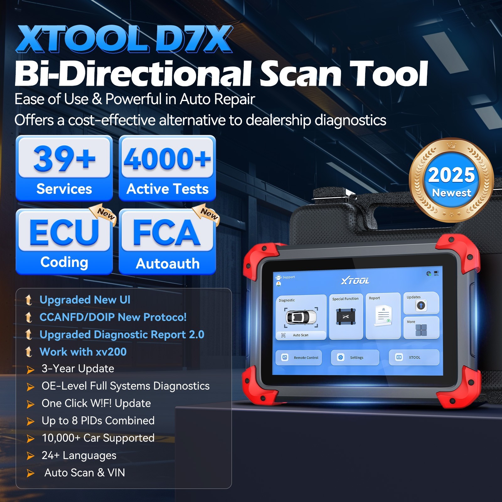 USED XTOOL D7X Scanner Diagnostic Tool Bidirectional Scan 36+Resets Ai-Assisted