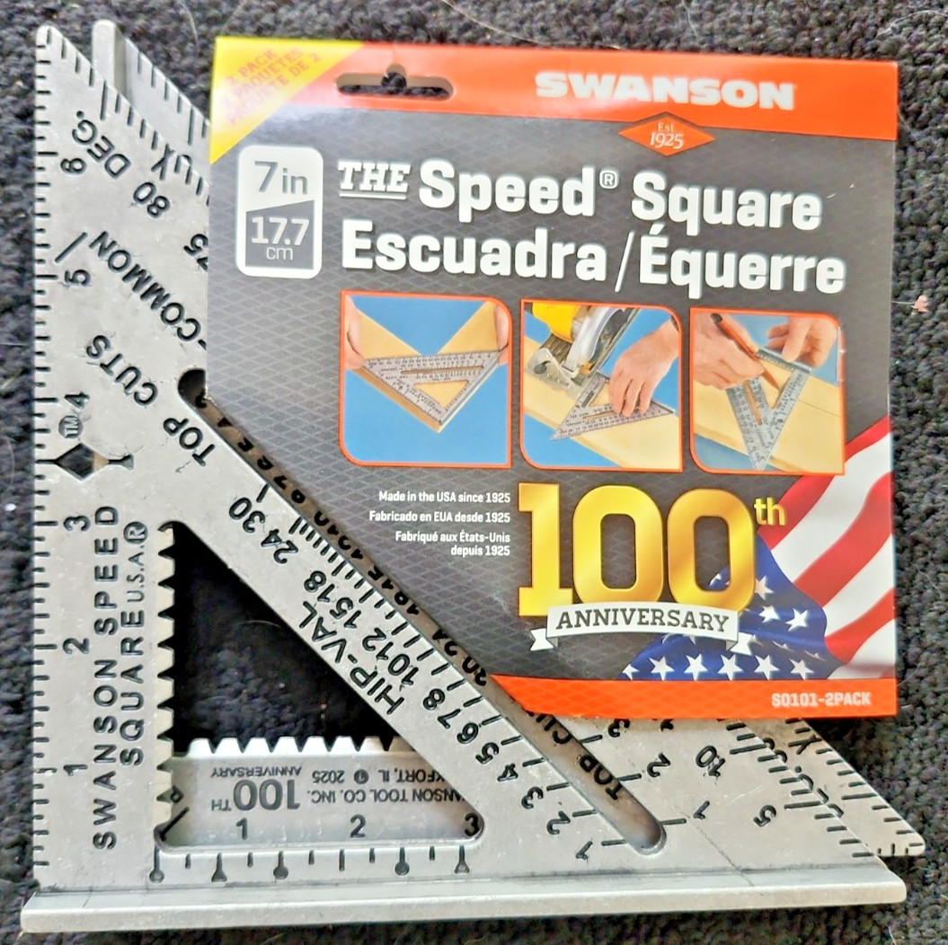 TWO PACK Swanson 7" Speed Square S0101-2PACK 100th Anniversary MADE IN THE USA