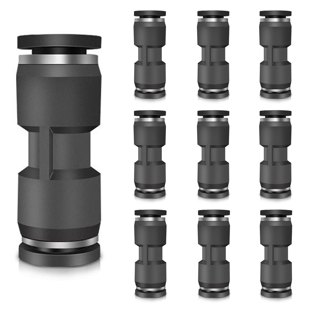 10x Push To Connect Air Fittings Tube 3/16" Od Straight Air Line Union Connector