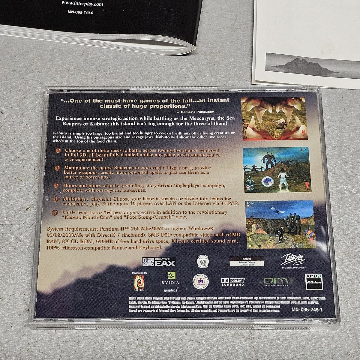 Giants Citizen Kabuto PC Game CD w Manual & Reference Card Eidos Interactive