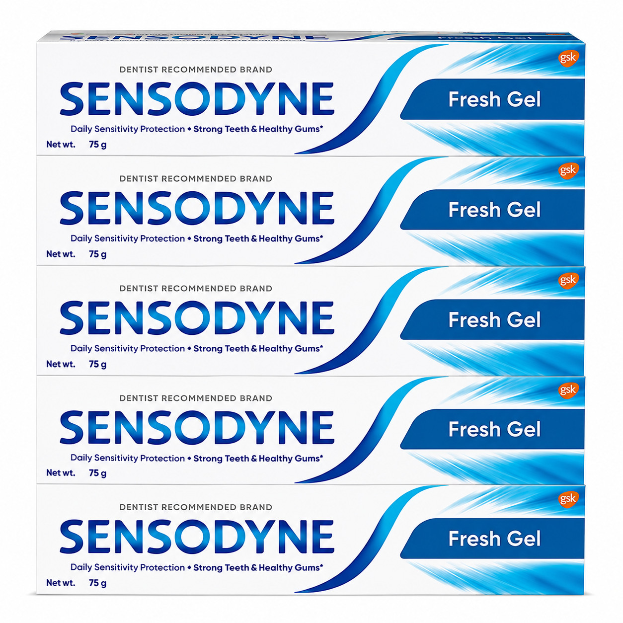 Set Of 6 Sensodyne Fresh Gel Toothpaste For Daily Sensitivity Protection-75g x6