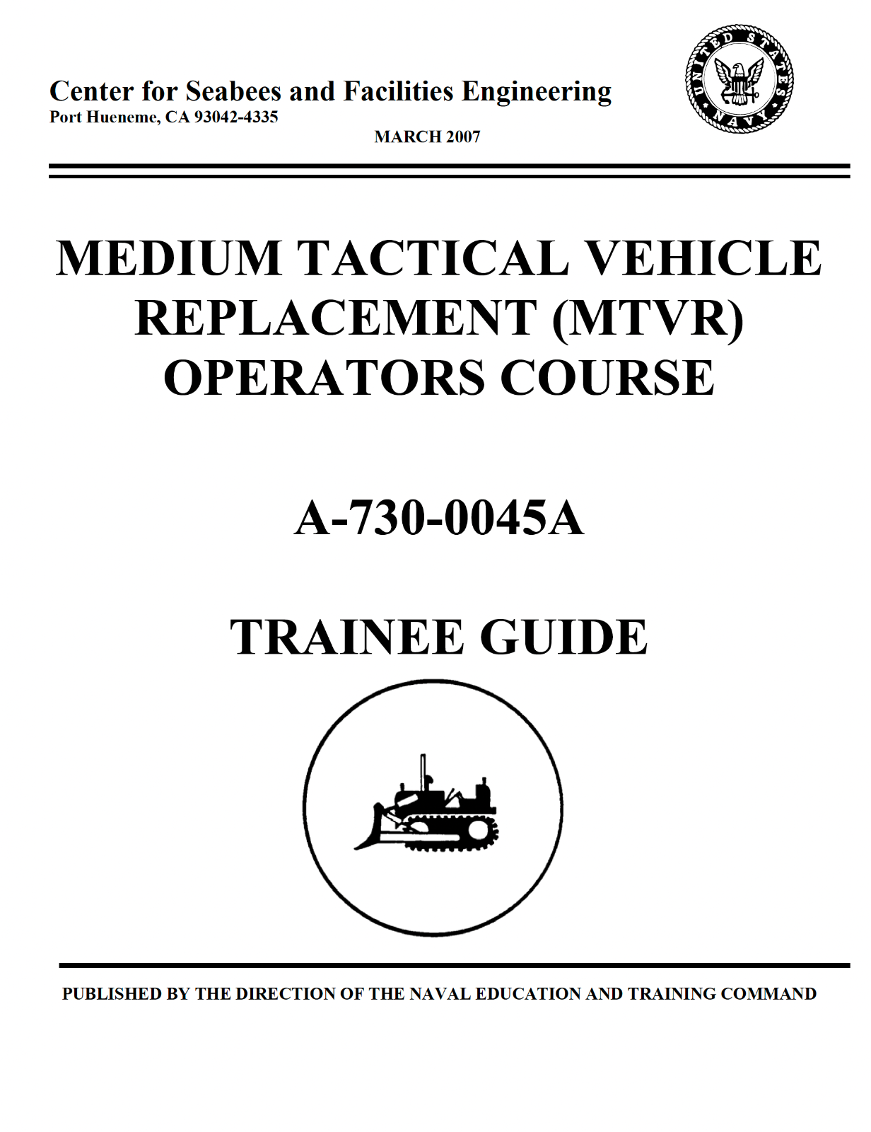 202 Page MEDIUM TACTICAL VEHICLE REPLACEMENT (MTVR) OPERATORS COURSE on Data CD