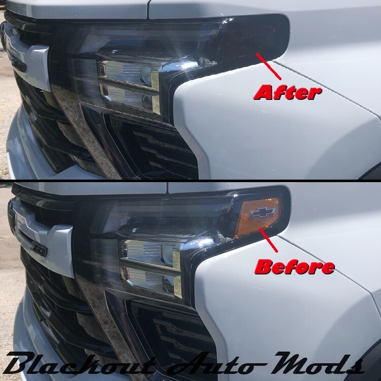 For 2024+ Silverado 2500 3500 Headlight Side Marker Precut Smoked Vinyl Overlay