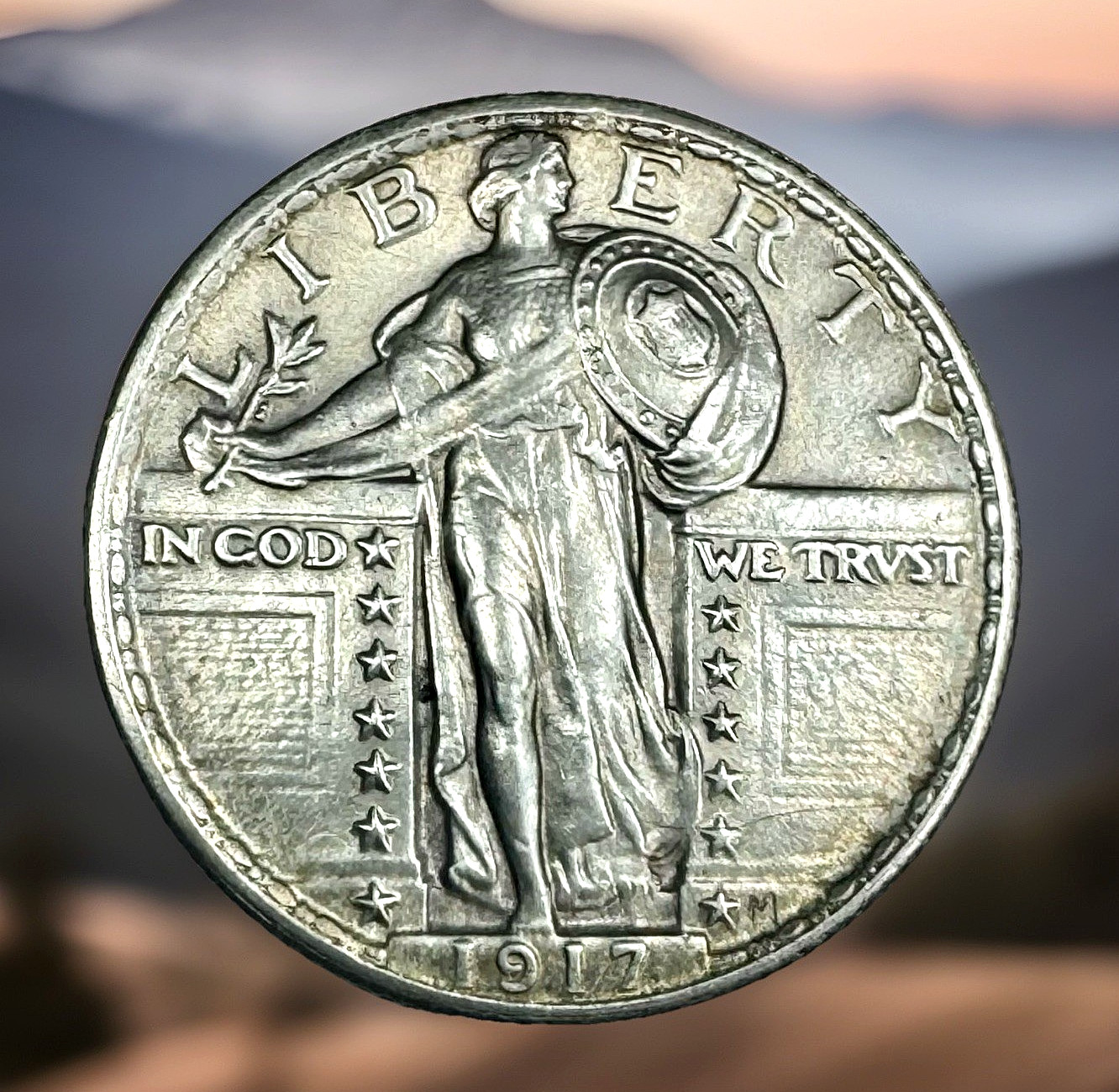 1917 25c Type 2 Standing Liberty Quarter Full Head Uncirculated