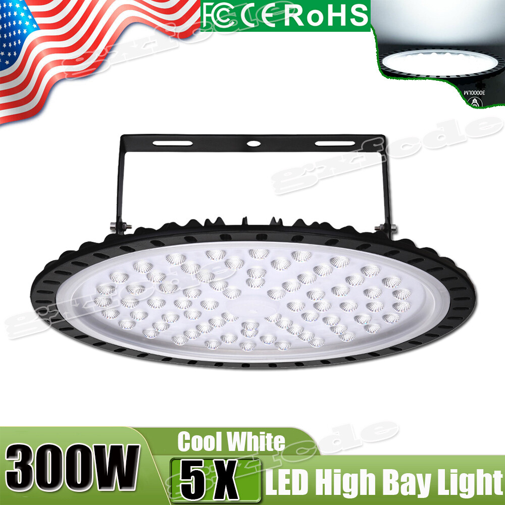 5Pcs 300W UFO LED High Bay Light 300Watt Work GYM Warehouse Industrial Workshop