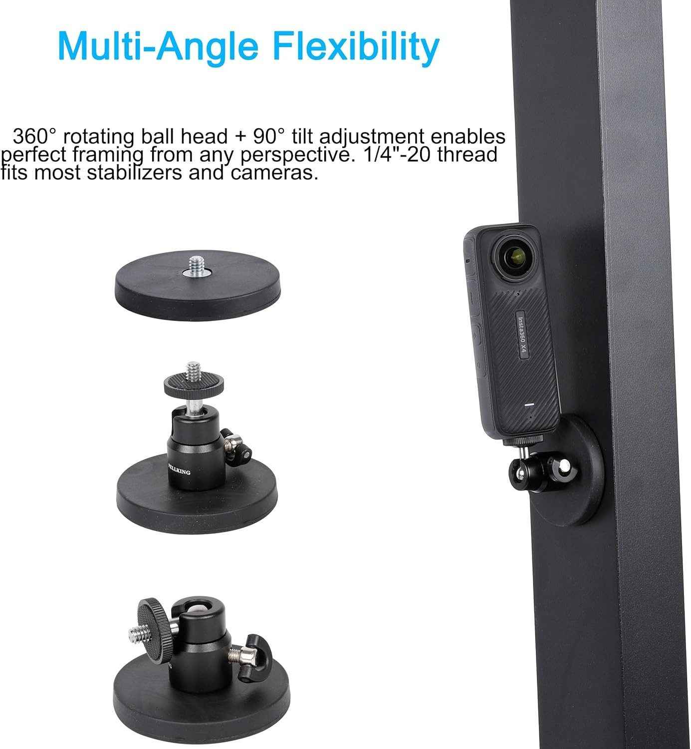 Professional Magnetic Camera Mount with 360° Adjustability – For Action Cameras