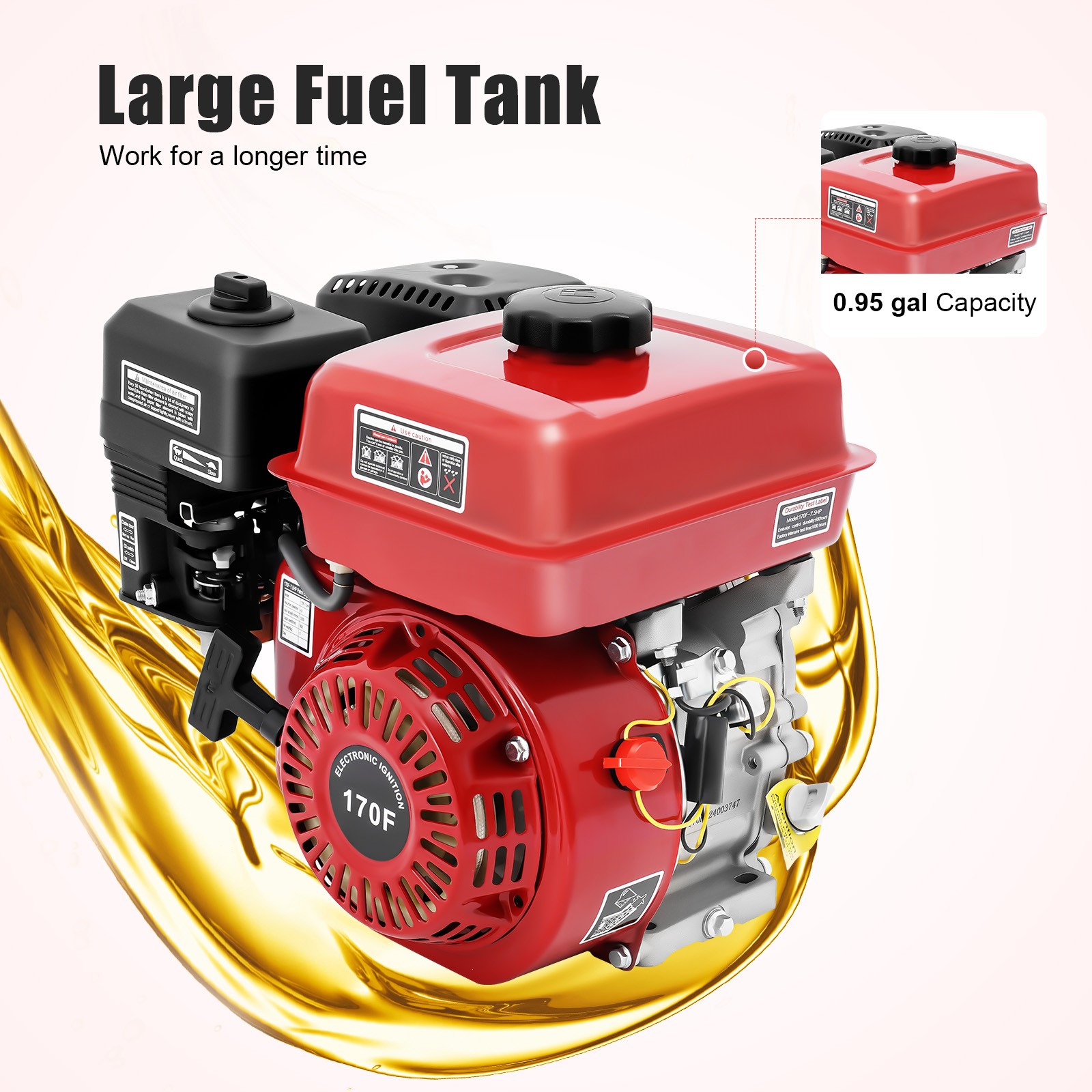 3000w Gas Powered Engine, 7.5 Hp Motor 4 Stroke Gas Powered Portable Engine