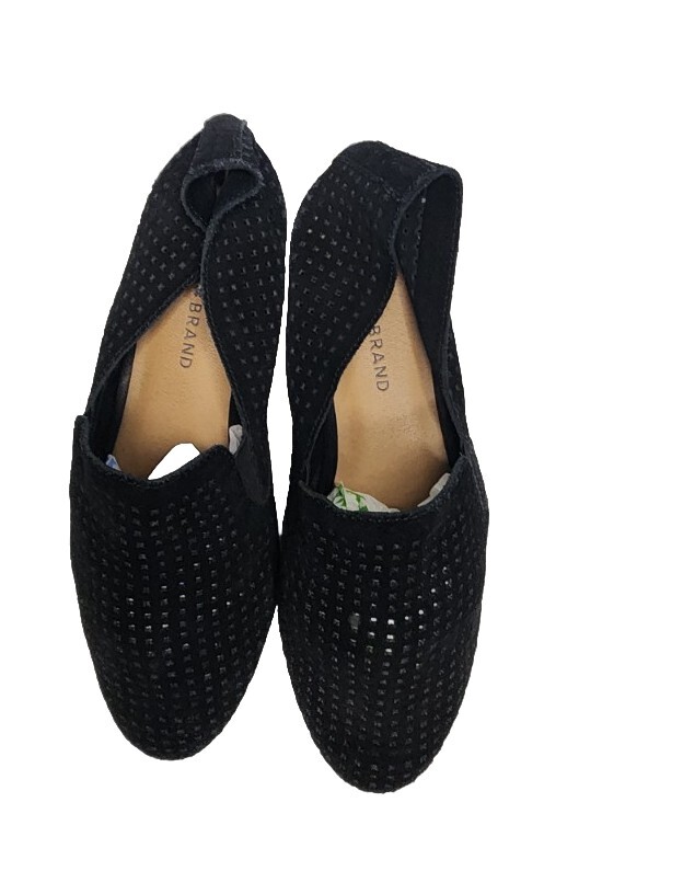 Lucky Band Black Perforated Suede Flat Comfortable Shoes 9