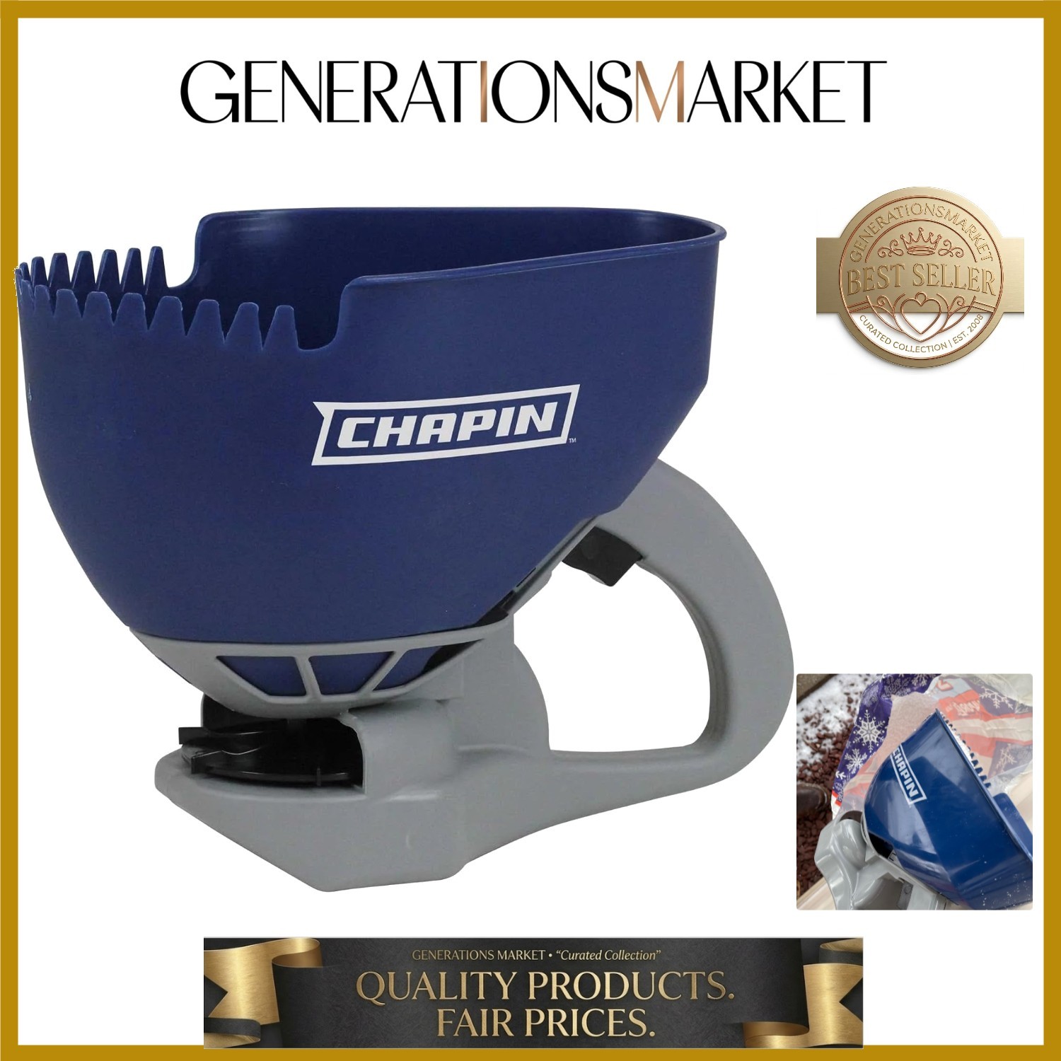 Chapin 8705A 1.6-Liter 0.3-Gallon Ice Melt and Salt Hand Crank Spreader, Poly...