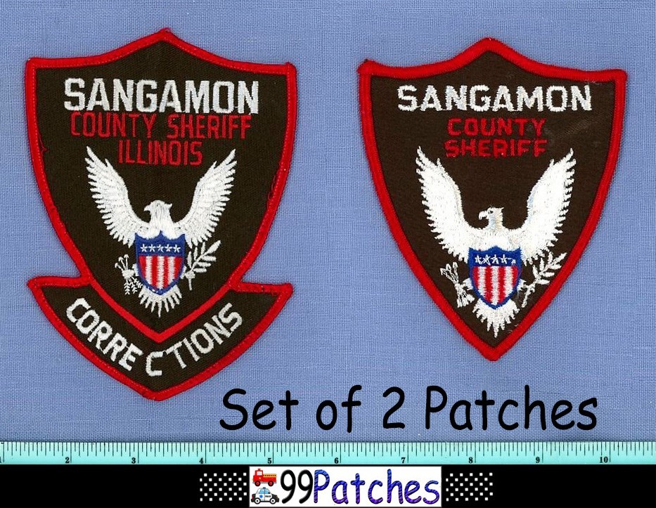 SANGAMON COUNTY SHERIFF (2 Patches LOT OLD DOC) ILLINOIS Police Patch JAIL 8K