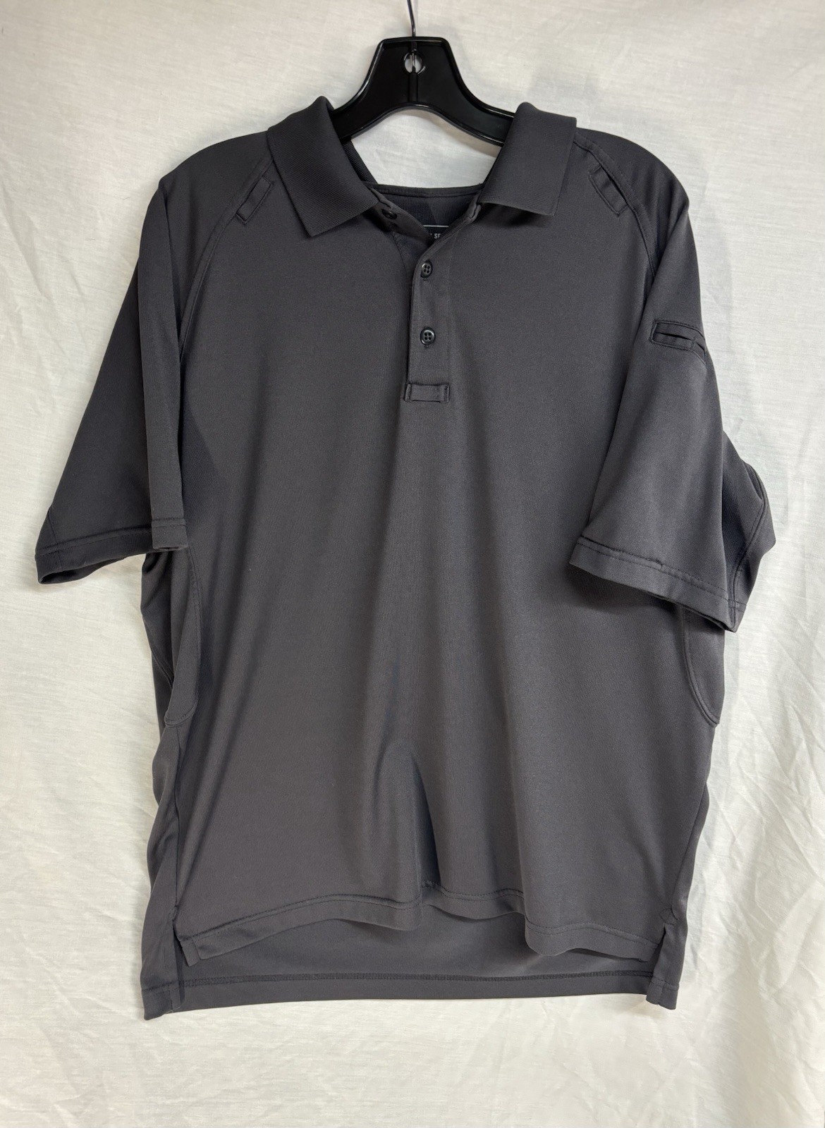 5.11 Tactical Short Sleeve Performance Black Polo Sleeve Pocket Mens Large Poly